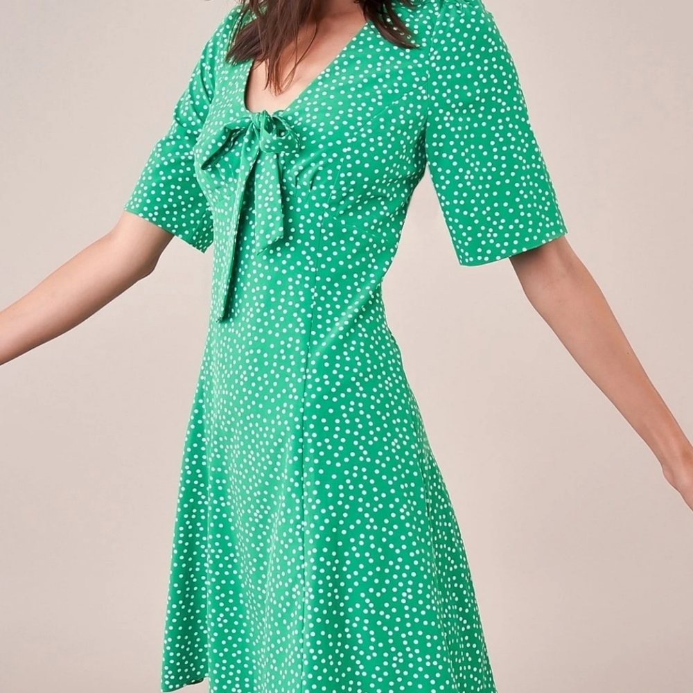 Sugar Lips Mint Julep Polka Dot Tie Front Dress in size Medium